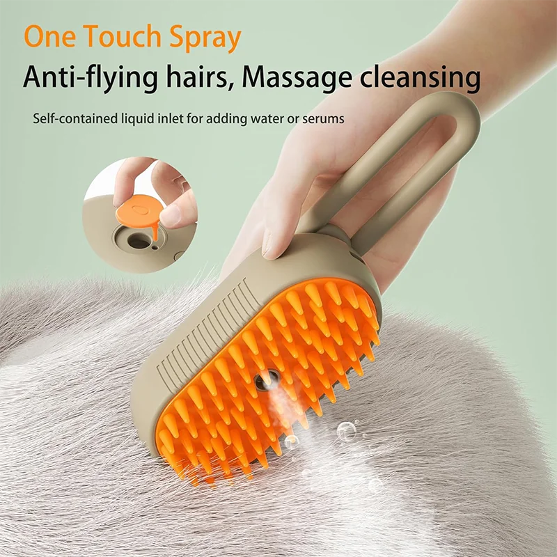 Pet Cat & Dog Steam Brush, 3 in 1 Electric Steamy Pet Hair Removal Grooming Moist Brush