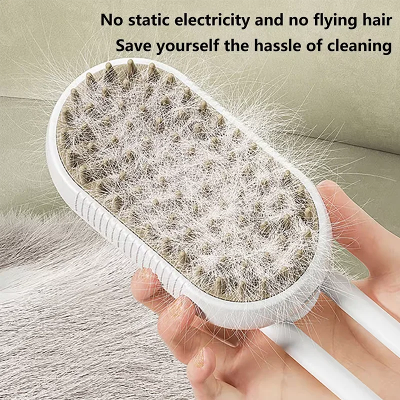 Pet Cat & Dog Steam Brush, 3 in 1 Electric Steamy Pet Hair Removal Grooming Moist Brush