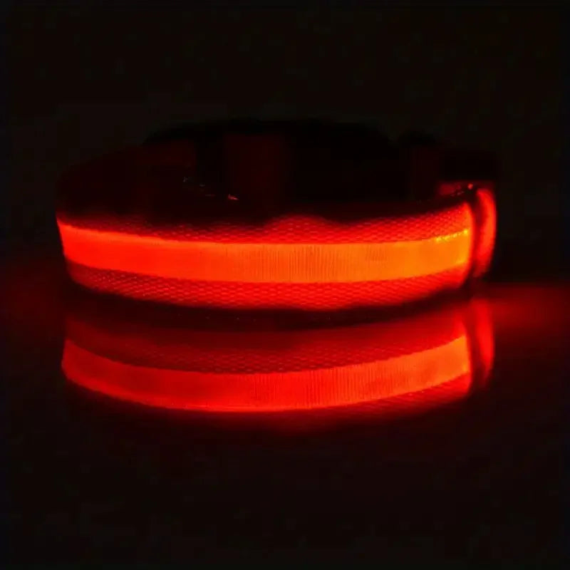 Nylon LED Pet Dog Collar, Night Safety Flashing Glow in The Dark Dog Leash, Dogs Luminous Fluorescent Collars Pet Supplies