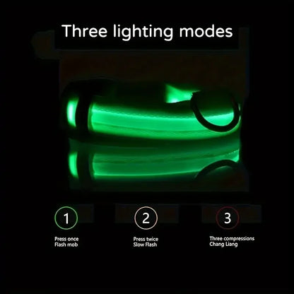 Nylon LED Pet Dog Collar, Night Safety Flashing Glow in The Dark Dog Leash, Dogs Luminous Fluorescent Collars Pet Supplies