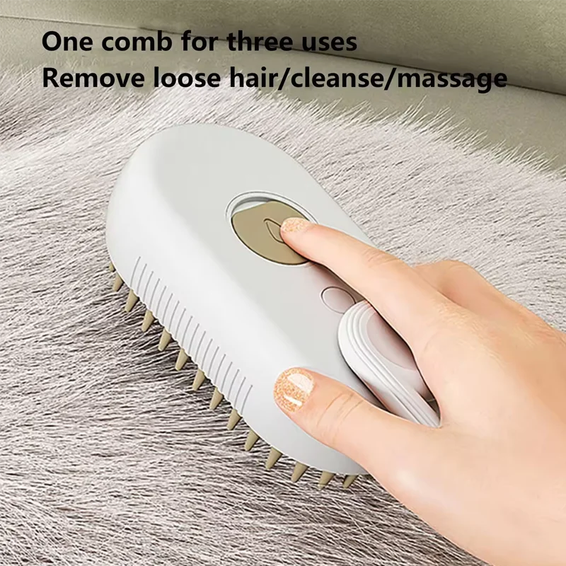Pet Cat & Dog Steam Brush, 3 in 1 Electric Steamy Pet Hair Removal Grooming Moist Brush