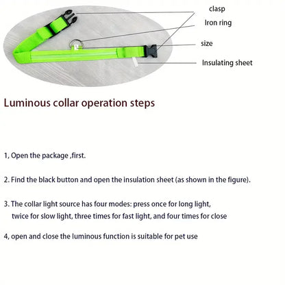 Nylon LED Pet Dog Collar, Night Safety Flashing Glow in The Dark Dog Leash, Dogs Luminous Fluorescent Collars Pet Supplies