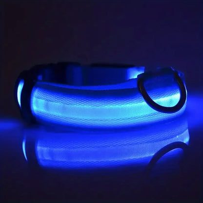 Nylon LED Pet Dog Collar, Night Safety Flashing Glow in The Dark Dog Leash, Dogs Luminous Fluorescent Collars Pet Supplies
