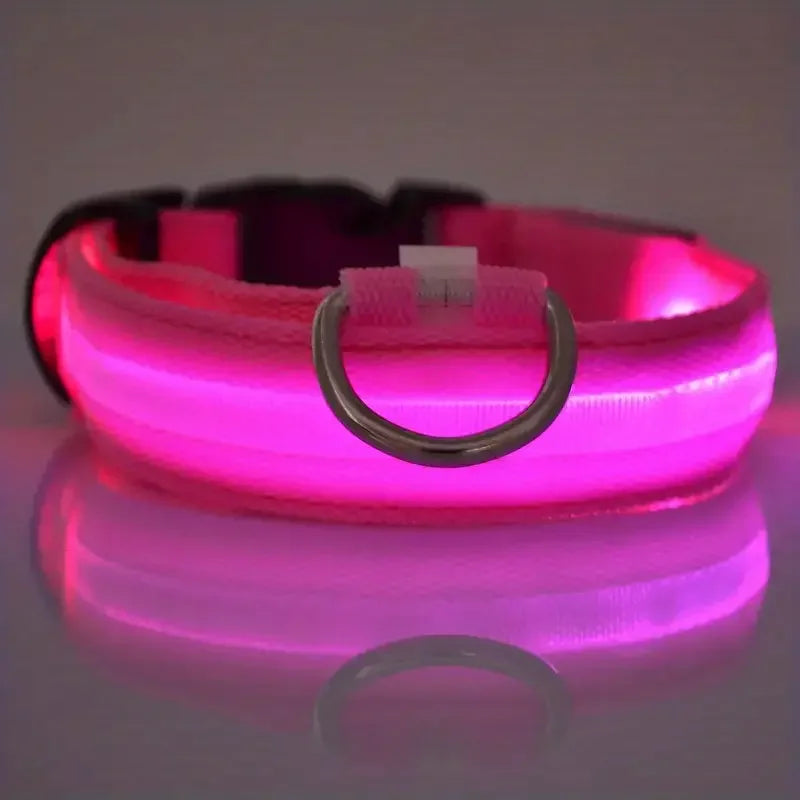 Nylon LED Pet Dog Collar, Night Safety Flashing Glow in The Dark Dog Leash, Dogs Luminous Fluorescent Collars Pet Supplies