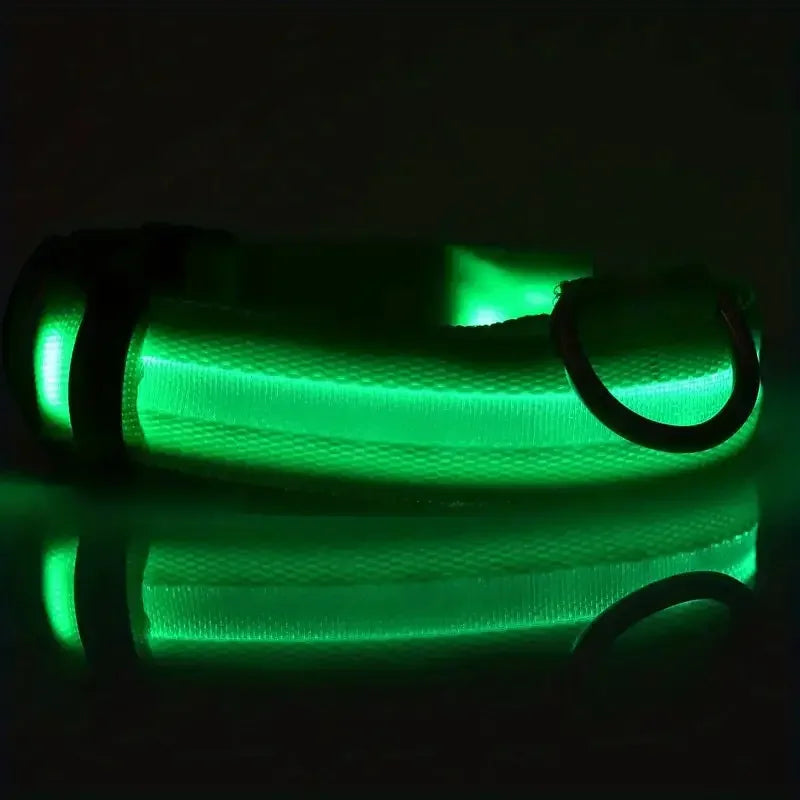 Nylon LED Pet Dog Collar, Night Safety Flashing Glow in The Dark Dog Leash, Dogs Luminous Fluorescent Collars Pet Supplies